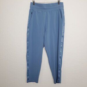 Athleta Womens Nolita Slim Tapered Crop Pant Size 12 Blue Zip Pockets Pull On